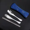 Set de cubiertos de tres piezas acero inoxidable palillos de alta gama cuchara tenedor palillos cubiertos portátiles para estudiantes oficinistas para salir