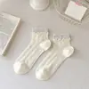 Calcetines de Fibra de Bambú para Mujer, Estilo Delgado de Primavera y Verano, Calcetines Cortos con Volantes, Calcetines Versátiles al por Mayor para Niñas Lolita Lindas
