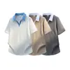 Camiseta Texturizada de Manga Corta para Hombre Jeanswest Estilo Americano Cuello Solapa Falso Dos Piezas Verano Alta Gama Holgada Casual Moderna Marca