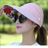Chapéu de Sol, Chapéu de Sol de Verão para Mulheres, Chapéu Dobrável com Proteção Solar, Chapéu Fresco de Aba Larga, Chapéu com Top Aberto, Proteção UV, Estilo Pastoral