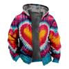 2024 Transfronterizo Impresión 3D Tie-dye con forro polar Engrosado Doble Forro Terciopelo Grueso Chaqueta Acolchada de Algodón Cremallera Bolsillo Excavado Cálida Chaqueta Acolchada de Algodón