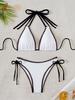 2025 Europa y Estados Unidos comercio exterior transfronterizo Amazon tendencia estampado cuello halter sexy bikini dividido encaje aguas termales