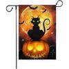 Bandera de Jardín Transfronteriza Lino Doble Cara Impresa Bandera de Jardín Gato de Halloween Castillo Calabaza Bandera de Jardín Sin Mástil Venta al por Mayor