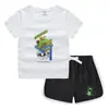 Conjunto de Camiseta e Shorts de Gola Redonda de Verão 2026 para Crianças Estilo Coreano Casual Absorvente de Suor Cor Doce Conjunto de Moletom para Crianças Pequenas