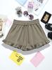 Sentido del diseño de pantalones de pierna ancha con oreja de madera 2025 nuevo pantalón deportivo casual de cintura elástica pantalones cortos con cordón gris 9448