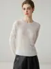 Suéter 100% cachemira pura para mujer, nueva colección otoño/invierno, color liso, intrincadamente bordado con motivos florales, cuello redondo, jersey de punto