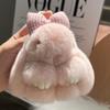 Pingente de Laço Pelúcia Pelo de Coelho Rex Chaveiro Desenho Animado Fofo Pingente de Bolsa Acessório Feito à Mão