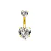 Piercing de Umbigo de Aço Inoxidável Transfronteiriço Garra de Fantasma Dourada Coração de Pêssego Corrente de Zircônia Argola de Umbigo Joia Simples de Piercing Curto