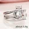 Anéis de casal com quatro garras em formato de coração da Princesa Cao Shi, estilo luxo leve old money, populares no Taobao, atacado de fábrica anéis geométricos