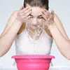Bacia dobrável popular da Amazon para compressa de gelo, cuidados com compressa fria, terapia com gelo, vem com bandeja de gelo, banho de gelo, beleza, bacia de compressa de gelo de silicone