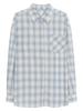 Camisa de Manga Larga a Cuadros Grises, Top Casual Holgado con Cuello Polo para Primavera y Otoño, Hermoso Top de Estilo Francés para Mujer