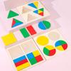 Montessori educação infantil brinquedos de quebra-cabeça tridimensionais de madeira forma geométrica placa três fabricantes de brinquedos educativos para crianças atacado