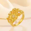 Anillo Vintage Floral Transfronterizo para Mujer, Chapado en Cobre Dorado con Incrustación de Circonita, Ajustable, Anillo Exquisito Elegante y Versátil