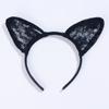 Accesorios sexys nuevas orejas de gato de encaje diadema negra máscara fiesta de máscaras fotografía Halloween tocado