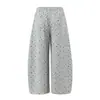 Pantalones deportivos de chándal de pierna ancha casual tipo zanahoria para mujer, con estampado floral de crema estilo coreano, corte holgado, adelgazantes, K10
