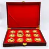 Caixa de madeira comemorativa do zodíaco, tigela de ouro, terno do zodíaco, medalhão comemorativo da cobra, será vendido, seguro, presente de abertura