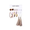 Pendientes de aleación con perlas, nueve pares, elegantes pendientes de borlas apiladas, con personalidad transfronteriza europea y americana de Amazon para verano.