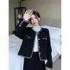 Nuevo Blazer Negro Corto Estilo Francés 2025 para Mujer, Primavera y Otoño, Top Elegante de Alta Gama para Mujeres Menudas