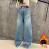 Calças para Meninas Estilo Primavera e Outono 2026 Novo Estilo Jeans de Perna Reta para Crianças Maiores Estudantes do Ensino Fundamental Calças Versáteis Elegantes de Perna Larga