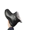 Botas de lluvia de terciopelo para hombre, cortas, antideslizantes, impermeables, zapatos de goma para cocina, resistentes al desgaste para piso de lavado de autos, botas de agua con forro de polar, cálidas