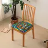 Nueva Funda de Cojín Cuadrada Estampada Estilo Bohemio Funda Elástica para Silla de Comedor Funda para Silla de Hotel y Hogar Funda Elástica para Cojín de Silla