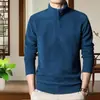 Camada Base Masculina Inverno Novo Estilo Cor Sólida Lã Dupla Face Gola Meio Alta Moletom Masculino Imitação Lã Polar Quente Zíper Top