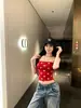 Top de Tirantes tipo Bandeau Negro y Dorado con Estampado de Estrellas Estilo Chica Picante Americana para Mujer Adelgazante Sexy Favorecedor Ropa Exterior