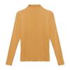 Top de Manga Larga de Punto con Cuello Alto Modal en Rebaja para Mujer con Bordes Fruncidos, Camiseta Básica de Otoño e Invierno