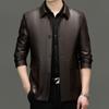 Jaqueta de Couro Masculina Casual Outono 2024 Cor Sólida Gola Lapela Botão Versátil para Homens de Negócios Top Business Casual