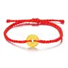 Pulsera de Oro Puro 999 con Cuentas de la Suerte, Hilo Rojo para el Año de Nacimiento, Mes Completo del Bebé, Adulto, Ceremonia de Apertura, Joyería de Oro, Regalo Casual