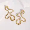 Nuevos Pendientes Europeos y Americanos de Acero Inoxidable, Diseño Asimétrico Creativo de Nicho Personalizado, Pendientes de Acero de Titanio 18K que No Se Desvanecen