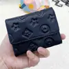 Portatarjetas plegable de tres cuerpos transfronterizo tarjetero tipo acordeón de cuero genuino mini billetera de cuero genuino monedero de cuero genuino monedero de piel de vaca de primera capa