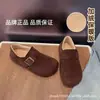 2026 Nuevos Zapatos de Peluche Birkenstock para Mujer Otoño Invierno Ropa Exterior Cálidos de Fondo Plano Zapatos de Algodón Retro Lana de Cordero Cuero Esmerilado Persona Perezosa