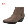 Juyuan 2026 Otoño/Invierno Nuevo Estilo Europeo y Americano En Stock Comercio Exterior Talla Grande Escote Bajo Tacón Grueso Botas para Mujer WISH Amazon Botas de Cuero