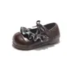 Zapatos de cuero tipo moño estilo francés, novedad primavera y otoño 2026 versión coreana para niñas, zapatos de encaje de princesa con suelas suaves