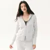 Nuevo cárdigan de cachemir para mujer Otoño 2026 con capucha, cordón y doble cremallera, chaqueta de punto