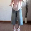 Jeans cropped estilo americano con bordado de mariposas para mujer, nuevo modelo verano 2026, shorts de corte holgado de longitud media para personas petite