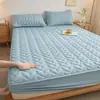 Protector de colchón acolchado de algodón 100% lavado Clase A, funda de colchón engrosada, color sólido, borde elevado para cama, funda a prueba de polvo de cobertura total