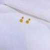 Pendientes de Hélice de Acero de Titanio K, No se Desvanecen, con Tapa de Hueso de Oreja de Flor Pequeña Prensada con Arena, Galvanizado al Vacío 18K, Antiperdidos, Exquisito Lazo