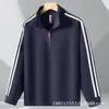Moletom de Fleece com Zíper Meio e Três Listras para Mulheres, Top Casual Esportivo, Jaqueta Jovem com Gola Alta para Homens com Logo de Marca Tendência