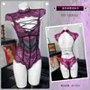 Romance Floral Lencería Sexy Vestido Sexy y Elegante de Hombros Caídos con Cordones Vestido Francés de Rosa Espina con Abertura en la Entrepierna A1124
