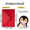 Set de Envelopes para Tarjetas de Cumpleaños de Nuevo Tamaño Transfronterizo, Tarjeta de Mensaje de Regalo de Pingüino de Dibujos Animados Infantil y Linda