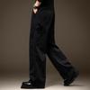 Pantalones de Trabajo Retro Americanos de Gama Alta Negros para Hombre, Nuevo Estilo Otoño, Pantalones Largos Casuales Sueltos de Pierna Recta y Pierna Ancha para Hombre