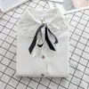 Nueva camisa de manga larga para niña mujer otoño e invierno camisa profesional cuello de encaje casual para ir al trabajo top engrosado color caramelo