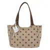 2026 Nuevo Bolso Tote de Gamuza y Terciopelo con Lunares Estilo Coreano Retro Gran Capacidad Bolso de Hombro y Mano Casual para Viajes Cien