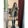 Gabardina caqui mujer 2025 primavera y otoño nueva estilo coreano holgada adelgazante largo medio abrigo estilo británico ins