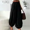 Artículo Popular Transfronterizo Europeo y Americano 2026 Estilo Bohemio de Verano Pantalones de Linterna Delgados para Mujer Transpirables Cómodos Pantalones Casuales para Vacaciones