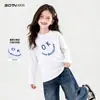 Camiseta de manga larga para niña, nueva colección de otoño 2026, capa interior blanca para niños, perfecta para primavera y otoño, una prenda superior muy elegante