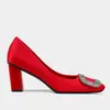 Tacones Altos para RV Hebilla Cuadrada de Pedrería Sedas y Satines Elegantes Franceses Hebilla Cuadrada Zapatos de Novia Ropa de Trabajo Profesional para Mujer Tacones Altos