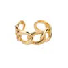 Anillo Ovalado Hueco Nuevo de Amazon Anillo de Cadena Cubana para Mujer Anillo Abierto Vintage de Acero Inoxidable